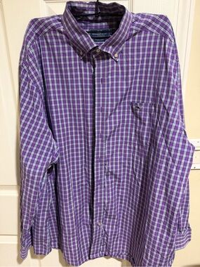 Vineyard Vines Purple and White Plaid Button-Down Shirt